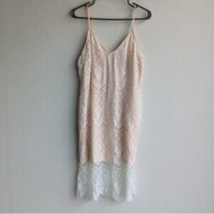 Lace nude/white sleeveless midi dress